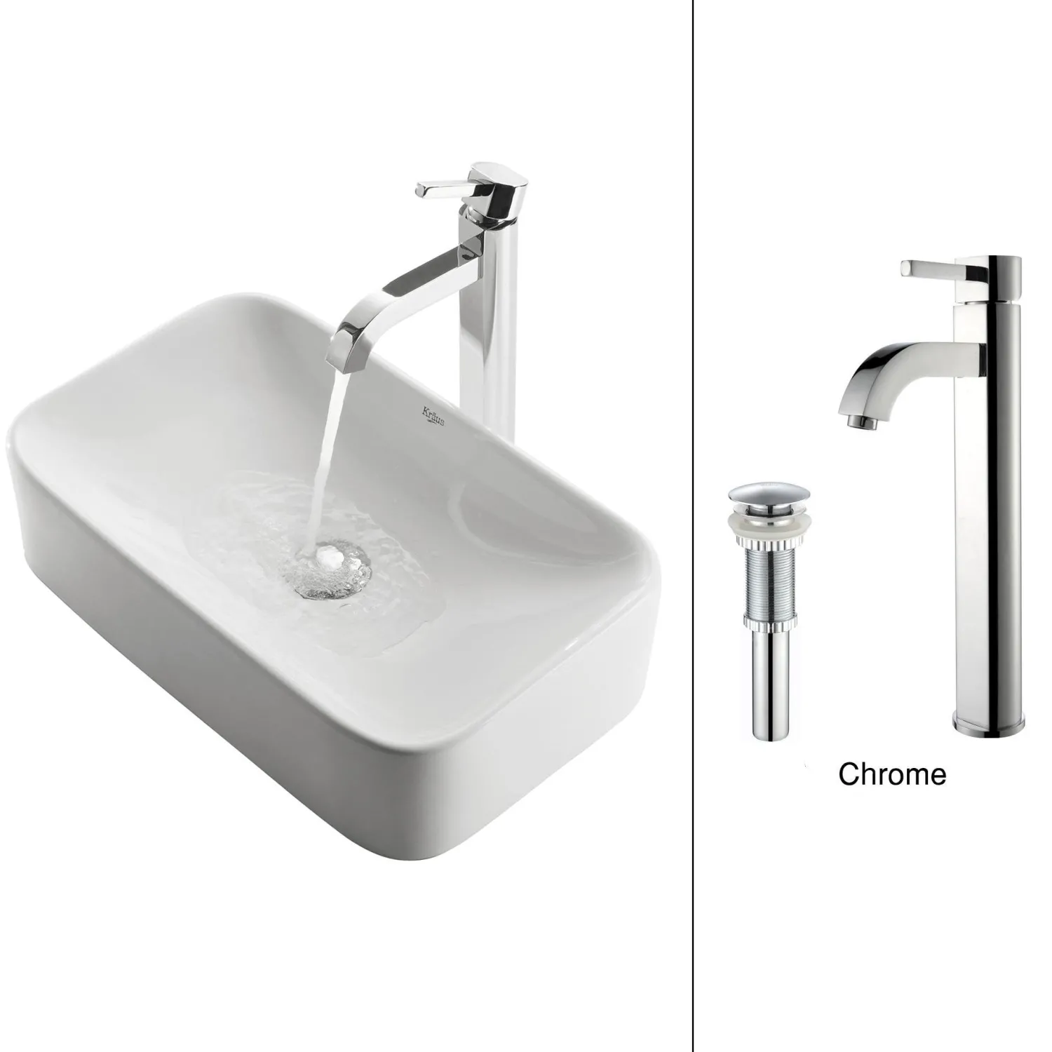 Clearance White Rectangular Ceramic Sink and Ramus Faucet Sink And Faucet Combos|Above Counter / Vessel Sinks