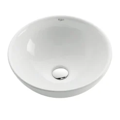 Best White Round Ceramic Bathroom Sink with Pop Up Drain Above Counter / Vessel Sinks