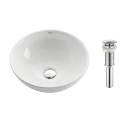 Best White Round Ceramic Bathroom Sink with Pop Up Drain Above Counter / Vessel Sinks