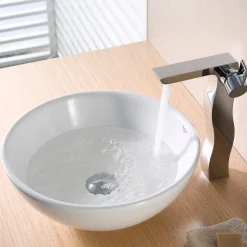 Best White Round Ceramic Bathroom Sink with Pop Up Drain Above Counter / Vessel Sinks