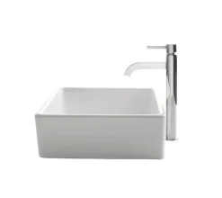 New White Square Ceramic Sink and Ramus Faucet Sink And Faucet Combos|Above Counter / Vessel Sinks