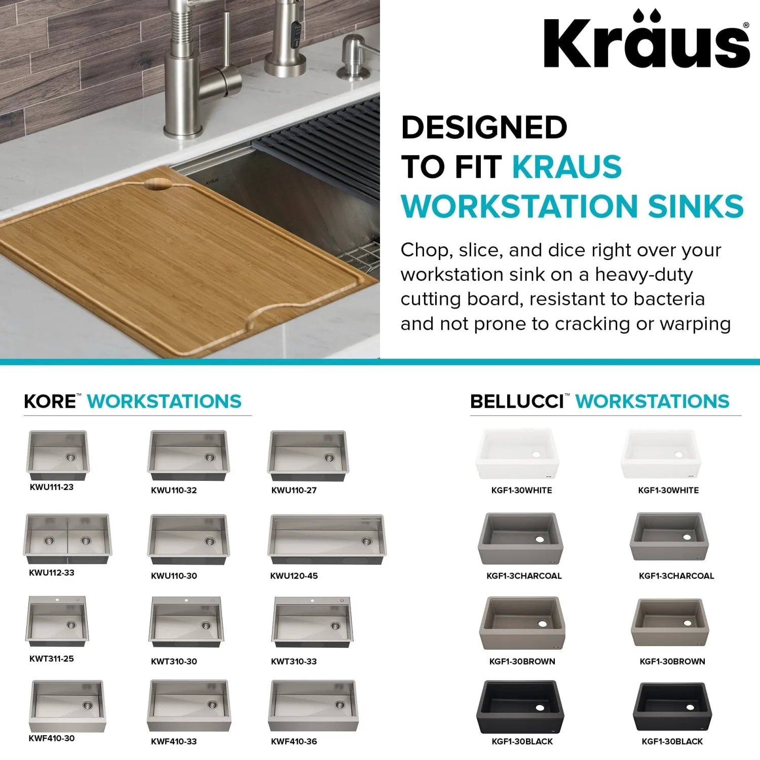 Discount Workstation Kitchen Sink Solid Bamboo Cutting Board Cutting Boards