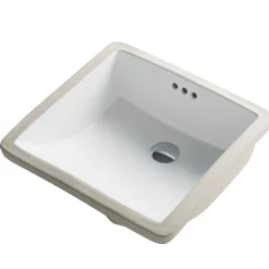 Sale 17" x 17" Ceramic Undermount Bathroom Sink in White with Overflow Undermount