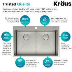 Discount 33 x 22 inch Standart PRO Drop-In 16 Gauge Double Bowl 2-Hole Stainless Steel Kitchen Sink Drop-In / Top Mount Sinks|Stainless Steel Sinks