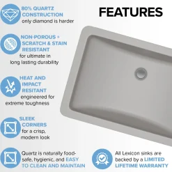 Best Platinum V214 Quartz Composite Rectangle Vanity Sink Undermount|Composite Sinks