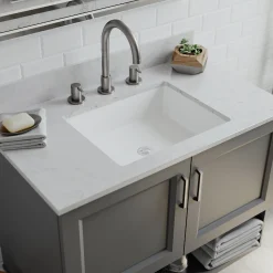 Hot Platinum V330 Quartz Composite Rectangle Vanity Sink Undermount|Composite Sinks