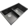 Hot Low Divide 50/50 Matte Black Composite Undermount Sink Double Bowl Sinks|Composite & Quartz Sinks