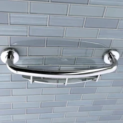 Discount Meridian 18" Stainless Steel Grab Bar with Shelf in Polished Chrome Grab Bars