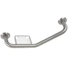Hot Meridian 10" x 12" Angled Grab Bar with Soap Dish in Brushed Nickel Grab Bars