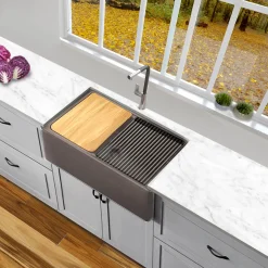 Best 30" Composite Farmhouse Sink | Metallic Black Single Bowl Sinks|Apron Front / Farmhouse Sinks