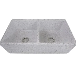 New Double Bowl Farmhouse Fireclay Sink with Pietra Sarda Finish Double Bowl Sinks|Apron Front / Farmhouse Sinks