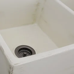 Sale Double Bowl Farmhouse Fireclay Sink with Shabby Straw Finish Double Bowl Sinks|Apron Front / Farmhouse Sinks