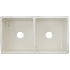 Sale Double Bowl Farmhouse Fireclay Sink with Shabby Straw Finish Double Bowl Sinks|Apron Front / Farmhouse Sinks