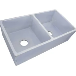 Best Double Bowl Farmhouse Fireclay Sink with Shabby Sugar Finish Double Bowl Sinks|Apron Front / Farmhouse Sinks