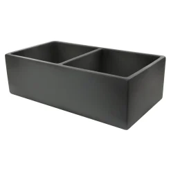 Clearance Double Bowl Farmhouse Fireclay Sink with Concrete Finish Double Bowl Sinks|Apron Front / Farmhouse Sinks