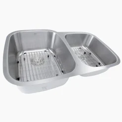 Hot 60/40 Double Bowl 16 Gauge Kitchen Sink with Cutting Board, Grids and Colander Drains Stainless Steel Sinks|Double Bowl Sinks