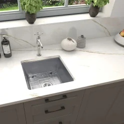18" Dual-Mount Fireclay Kitchen Sink Prep Sink in Grey Bar / Prep Sinks