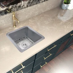 18" Dual-Mount Fireclay Kitchen Sink Prep Sink in Grey Bar / Prep Sinks