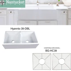 Discount Farmhouse Apron Fireclay Sink Hyannis-39-DBL Double Bowl Sinks|Apron Front / Farmhouse Sinks
