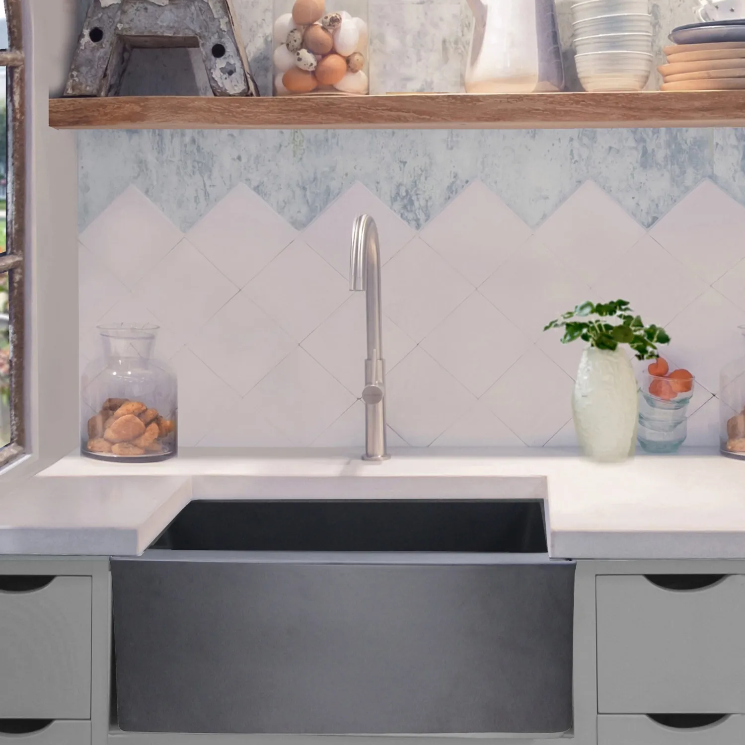 Discount 23" Farmhouse Fireclay Sink Single Bowl Sinks|Undermount Sinks