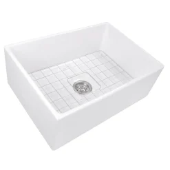 Clearance 27" Farmhouse Fireclay Sink with Drain and Grid Single Bowl Sinks|Apron Front / Farmhouse Sinks