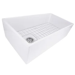 New 36" Farmhouse Fireclay Sink with Offset Drain and Grid Single Bowl Sinks|Apron Front / Farmhouse Sinks