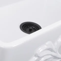 Outlet 33" Farmhouse Fireclay Sink with Filigree Apron Single Bowl Sinks|Apron Front / Farmhouse Sinks