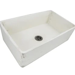 Best 33" Farmhouse Fireclay Sink with Shabby Straw Finish Single Bowl Sinks|Apron Front / Farmhouse Sinks