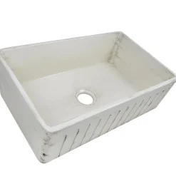 Best 33" Farmhouse Fireclay Sink with Shabby Straw Finish Single Bowl Sinks|Apron Front / Farmhouse Sinks