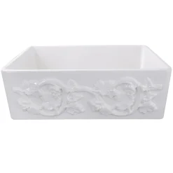 Online 30" Farmhouse Fireclay Sink with Grapes Apron Single Bowl Sinks|Apron Front / Farmhouse Sinks