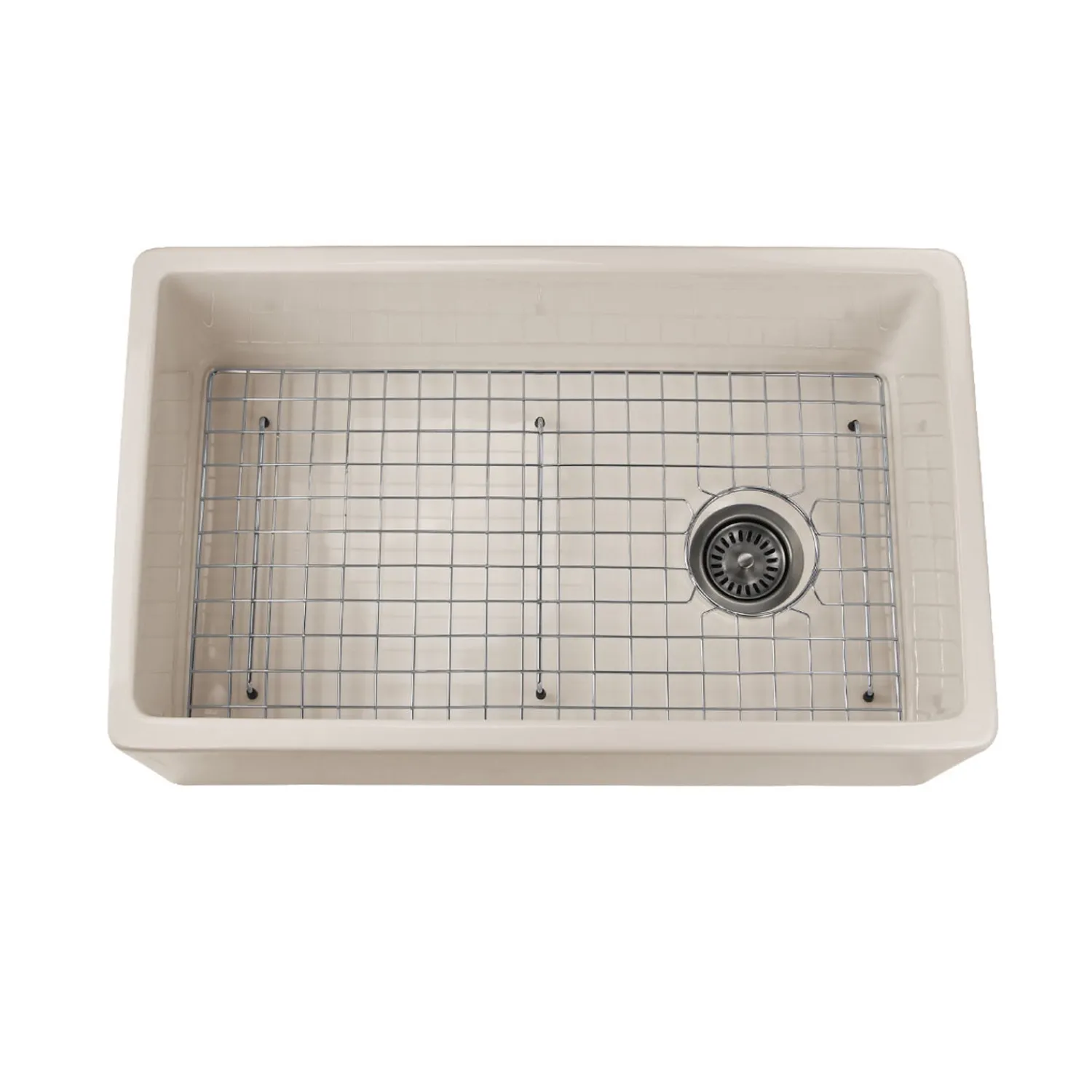 30" Fireclay Farmhouse Sink Offset Drain with Grid Single Bowl Sinks|Apron Front / Farmhouse Sinks