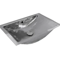 Hammered Stainless Steel Rectangle Undermount Bathroom Sink with Overflow Undermount|Stainless Steel Sinks