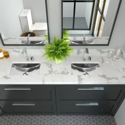 Hammered Stainless Steel Rectangle Undermount Bathroom Sink with Overflow Undermount|Stainless Steel Sinks