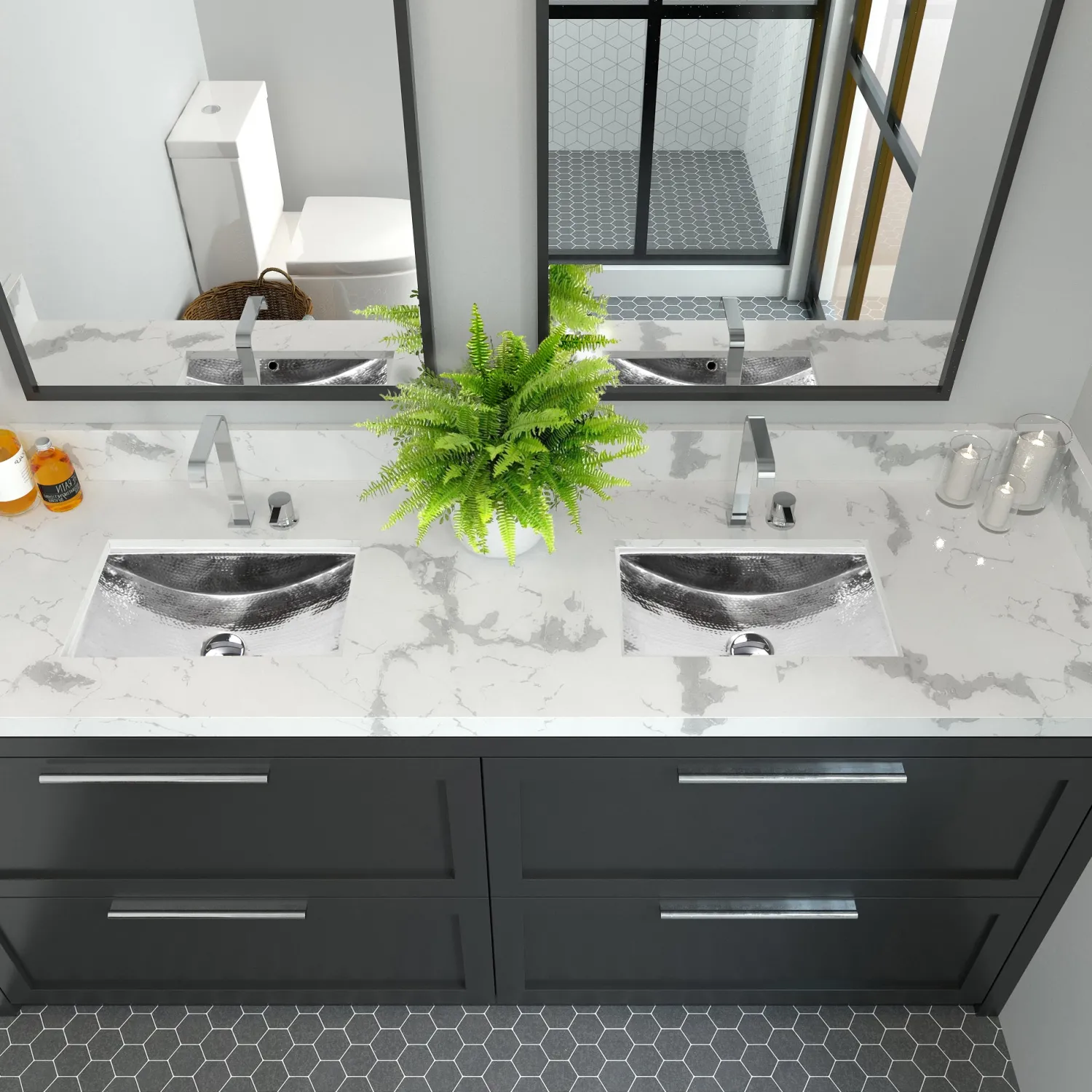 Hammered Stainless Steel Rectangle Undermount Bathroom Sink with Overflow Undermount|Stainless Steel Sinks