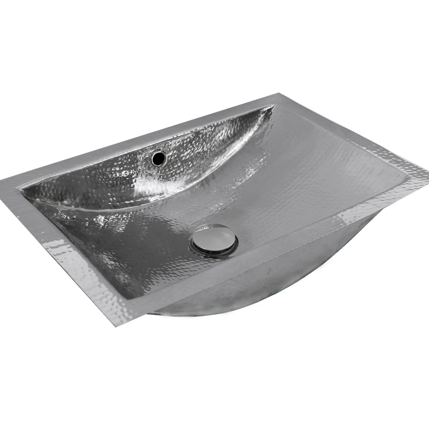 Hammered Stainless Steel Rectangle Undermount Bathroom Sink with Overflow Undermount|Stainless Steel Sinks