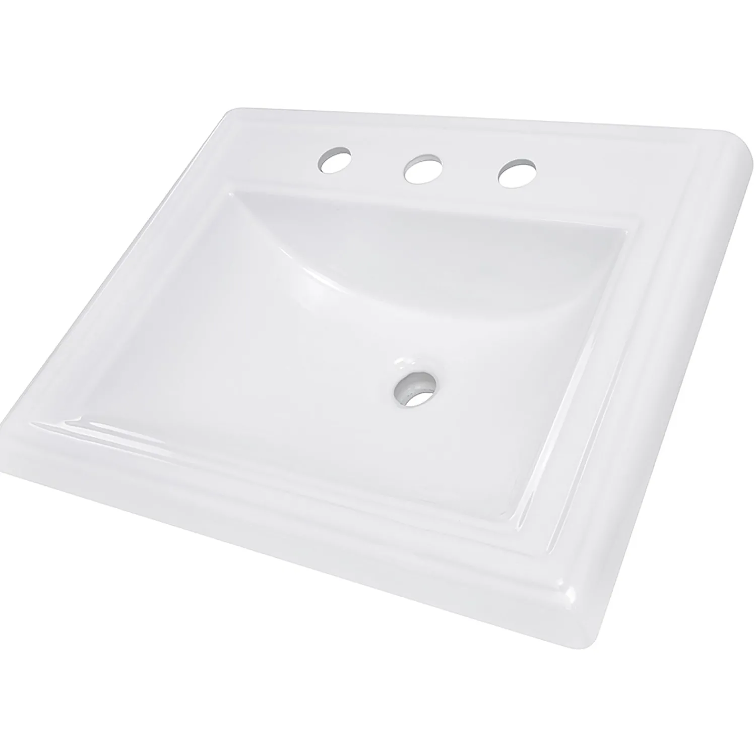 Best 23-Inch Rectangular Drop-In Ceramic Vanity Sink for 8" Centers Drop-In / Top Mount Sinks