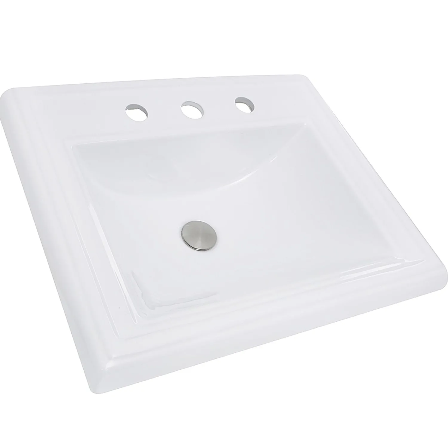 Best 23-Inch Rectangular Drop-In Ceramic Vanity Sink for 8" Centers Drop-In / Top Mount Sinks