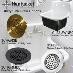 Online 3-Inch Utility Sink Grid Drain Sink Drains, Disposer Flanges & Air Gaps|Laundry & Utility Sinks