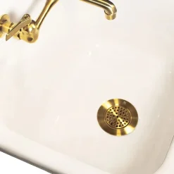 New 3-Inch Utility Sink Grid Drain | Brushed Satin Brass Sink Drains, Disposer Flanges & Air Gaps|Laundry & Utility Sinks