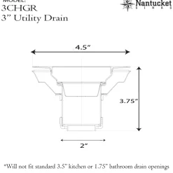 New 3-Inch Utility Sink Grid Drain | Brushed Satin Brass Sink Drains, Disposer Flanges & Air Gaps|Laundry & Utility Sinks