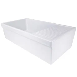 Best 36" Italian Farmhouse Fireclay Sink with Built-In Drainboard Single Bowl Sinks|Apron Front / Farmhouse Sinks
