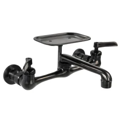 Discount Matte Black Wall Mount Utility Faucet with Soap Dish Wall Mounted Kitchen Faucets
