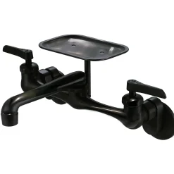 Discount Matte Black Wall Mount Utility Faucet with Soap Dish Wall Mounted Kitchen Faucets