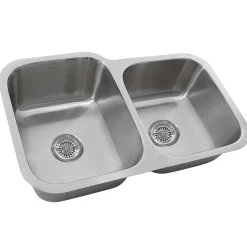 Online NS6040-18 - 32" 60/40 Double Bowl Undermount Stainless Steel Kitchen Sink, 18 Gauge Stainless Steel Sinks|Double Bowl Sinks
