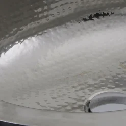 Online OVS-OF 17.5-Inch x 13.75-Inch Hand Hammered Stainless Steel Oval Undermount Bathroom Sink with Overflow Undermount|Stainless Steel Sinks