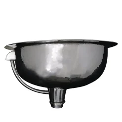 Online OVS-OF 17.5-Inch x 13.75-Inch Hand Hammered Stainless Steel Oval Undermount Bathroom Sink with Overflow Undermount|Stainless Steel Sinks