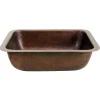 Hot REHC - 17-Inch x 14-Inch Hammered Copper Rectangle Undermount Bathroom Sink, 1.5-Inch Drain Undermount