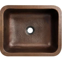 Hot REHC - 17-Inch x 14-Inch Hammered Copper Rectangle Undermount Bathroom Sink, 1.5-Inch Drain Undermount