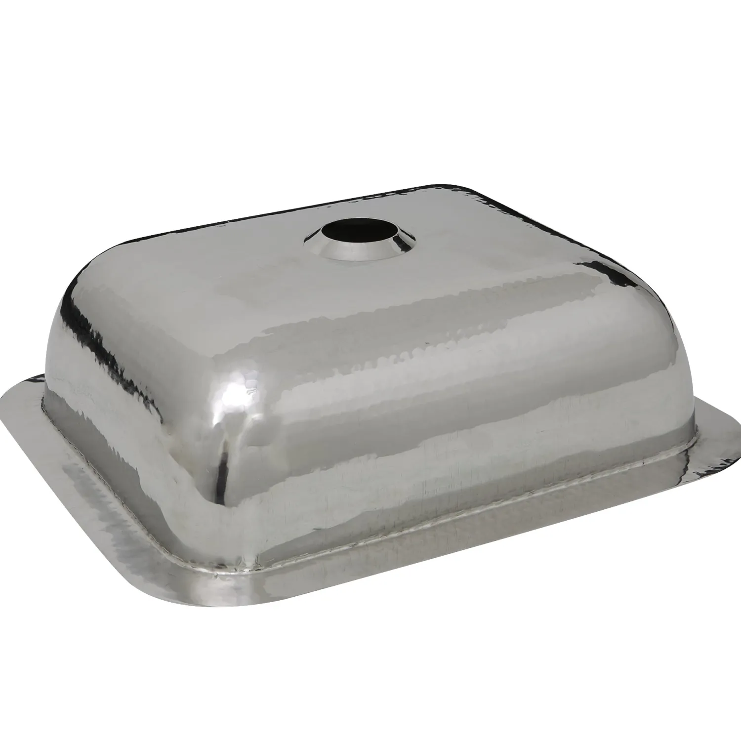 RES - 17.5" Hammered Stainless Steel Rectangle Bar Sink Bar / Prep Sinks