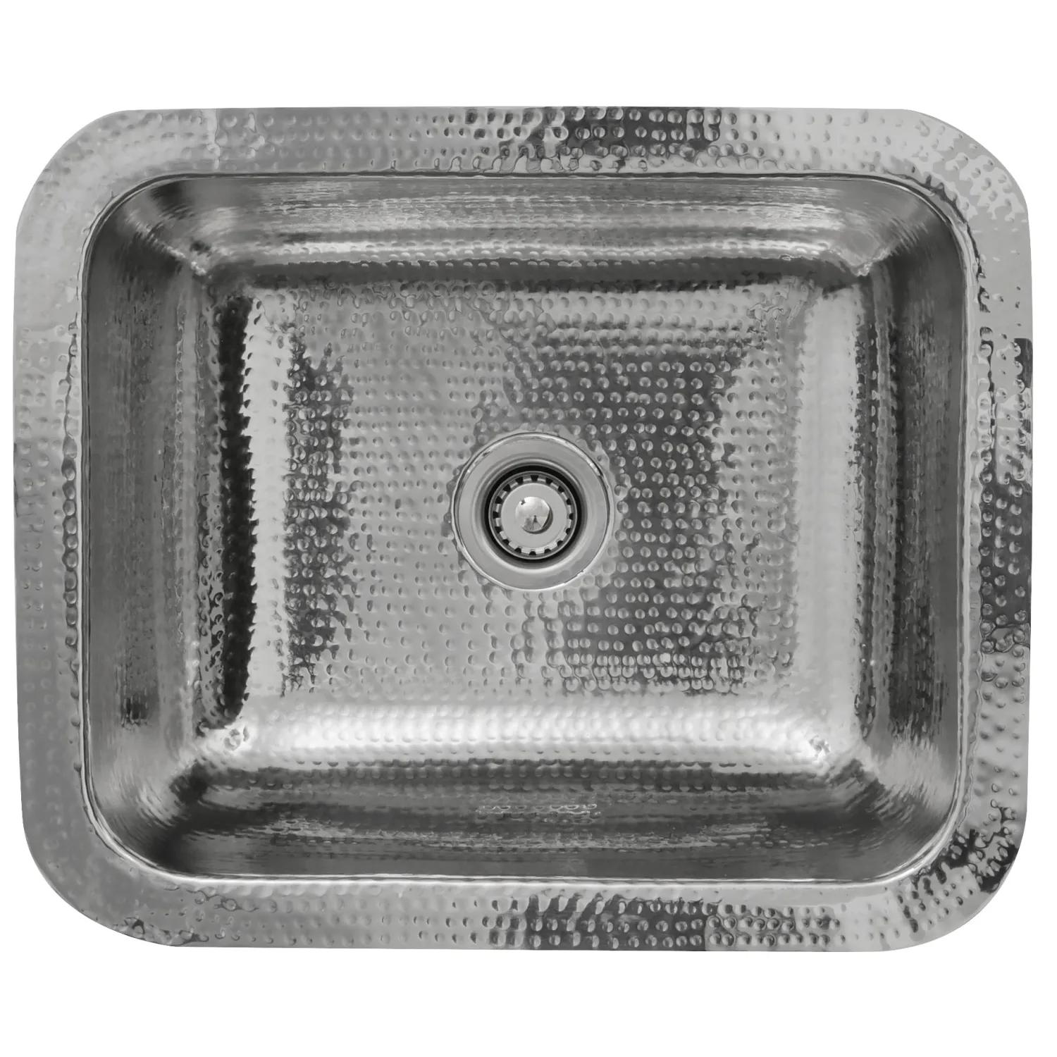 RES - 17.5" Hammered Stainless Steel Rectangle Bar Sink Bar / Prep Sinks